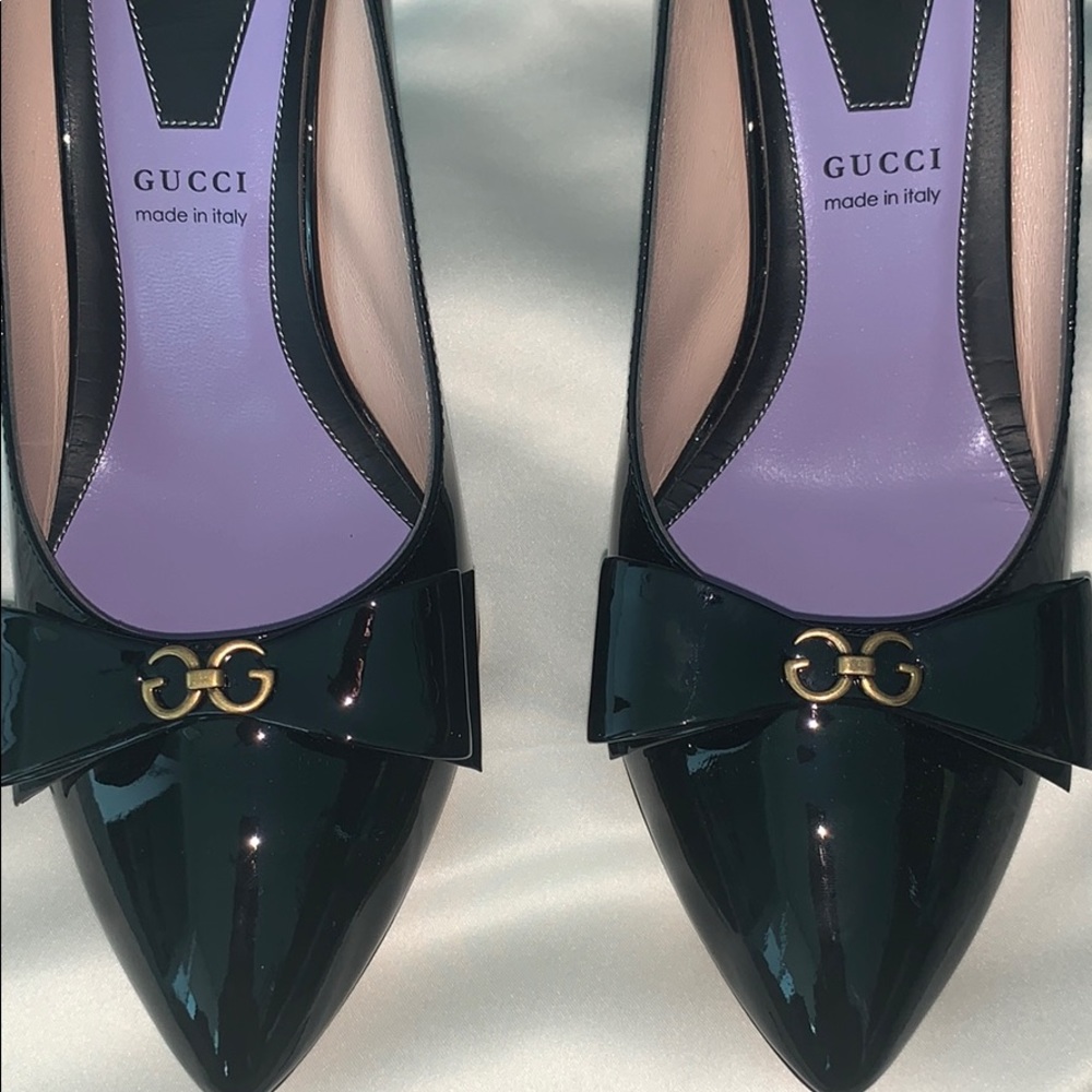 Gucci Vernice crystal Sadie - Black 37.5 spike - Picture 6 of 8